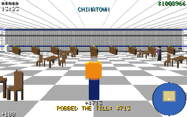 A restaurant, set for dinner
